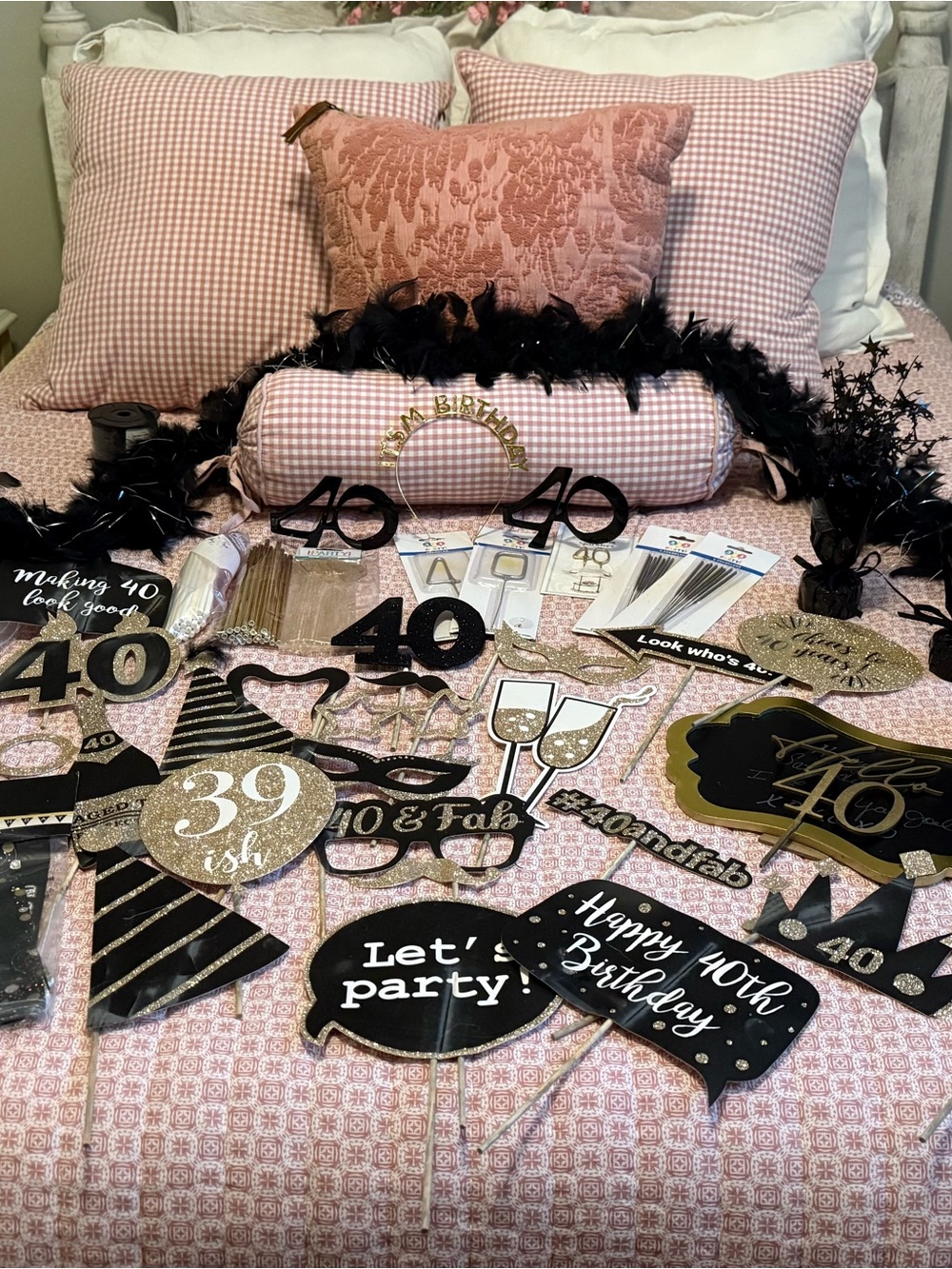 Black & Gold 40th Birthday Party Photo Props Set